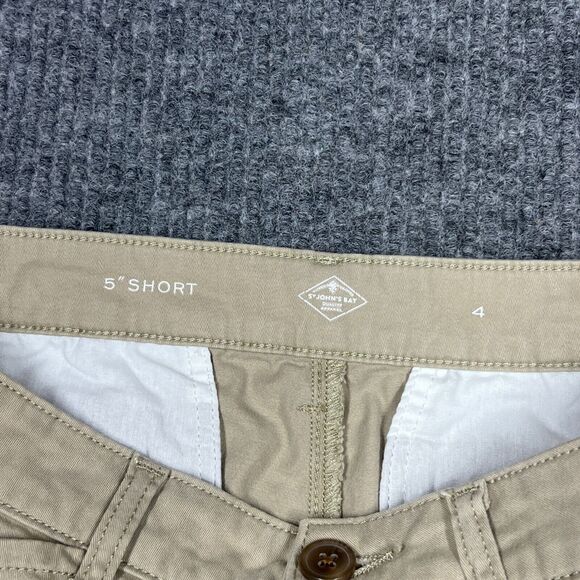 St. John's Bay Secretly Slender Shorts Womens Size 4 Khaki 5" Inseam Mid‎ Rise - Picture 4 of 11